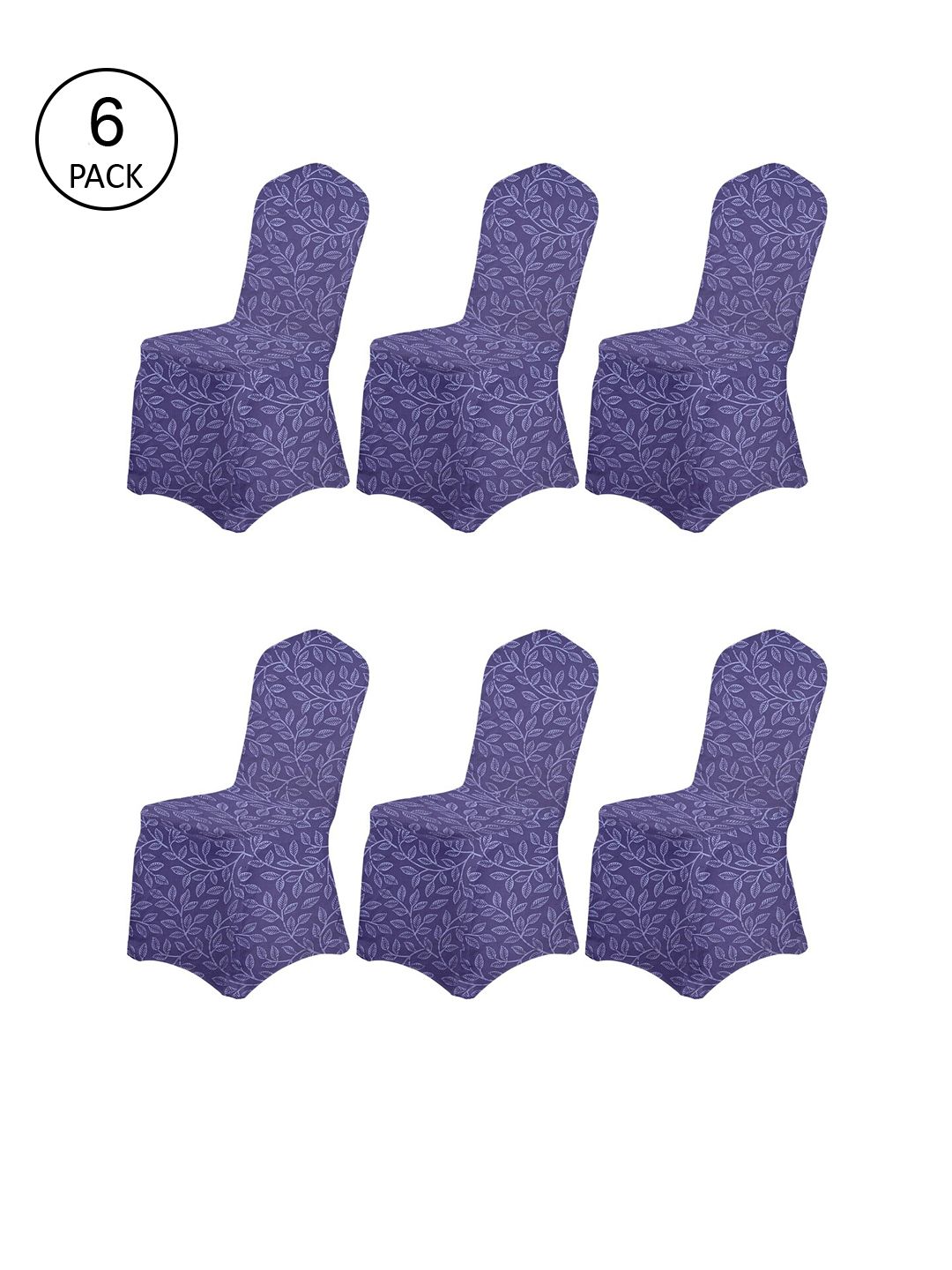 Cortina Purple Set of 6 Printed Banquet Elastic Chair Covers Price in India