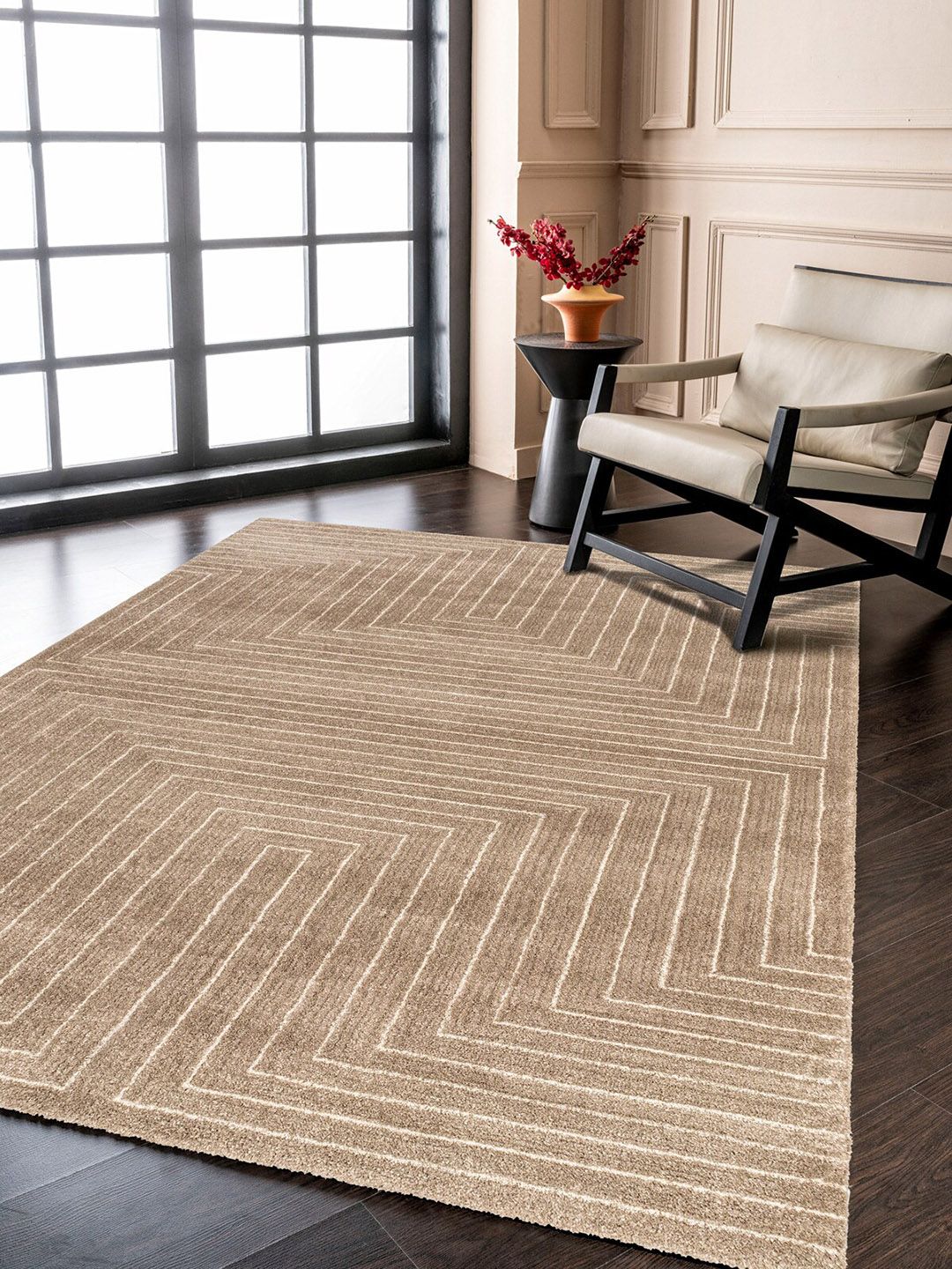 DDecor Taupe Geometric Carpet Price in India