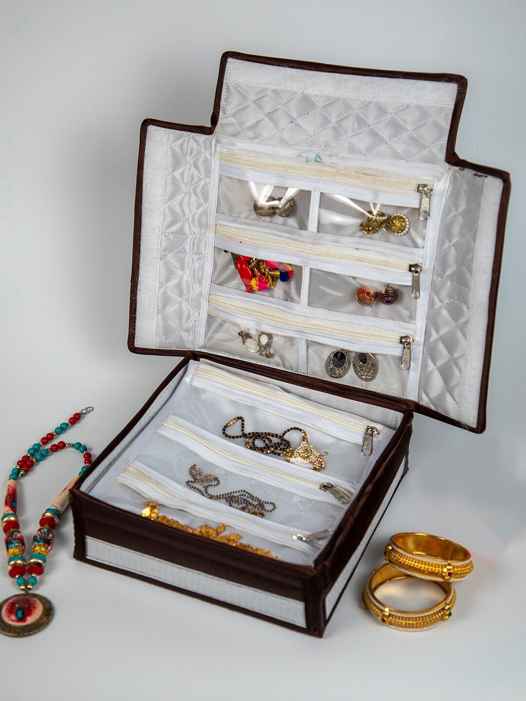 atorakushon Brown Solid Jewellery Organizer Price in India