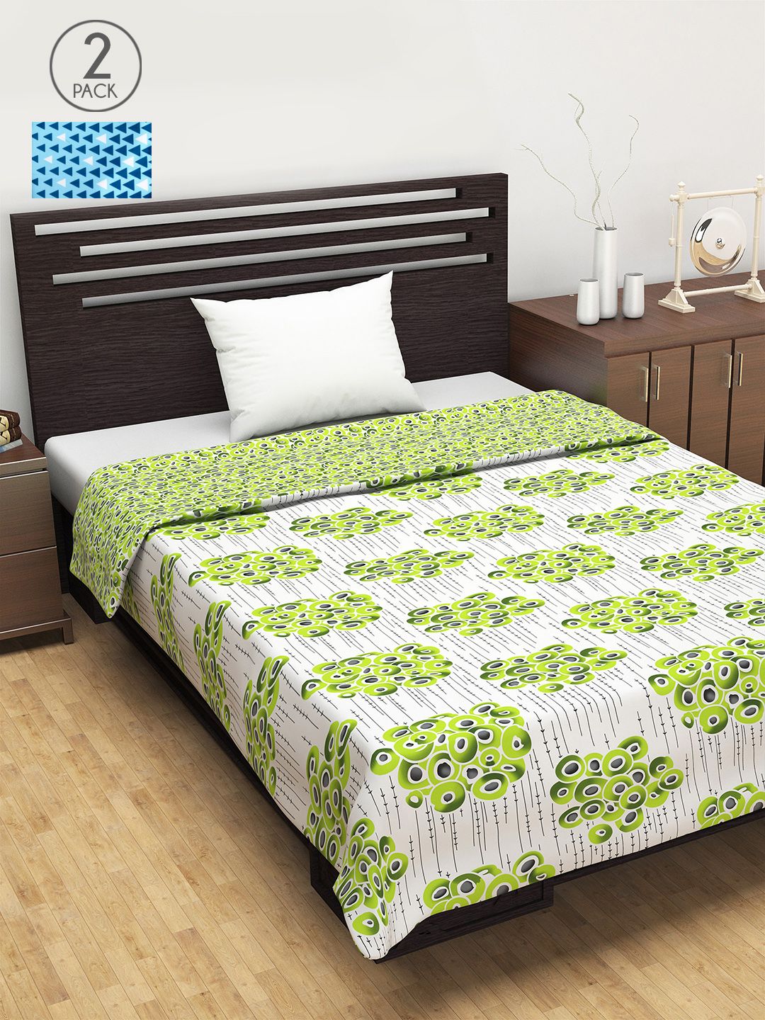 Divine Casa Green & Blue Set of 2 Mild Winter 120 GSM Single Bed Dohar Price in India