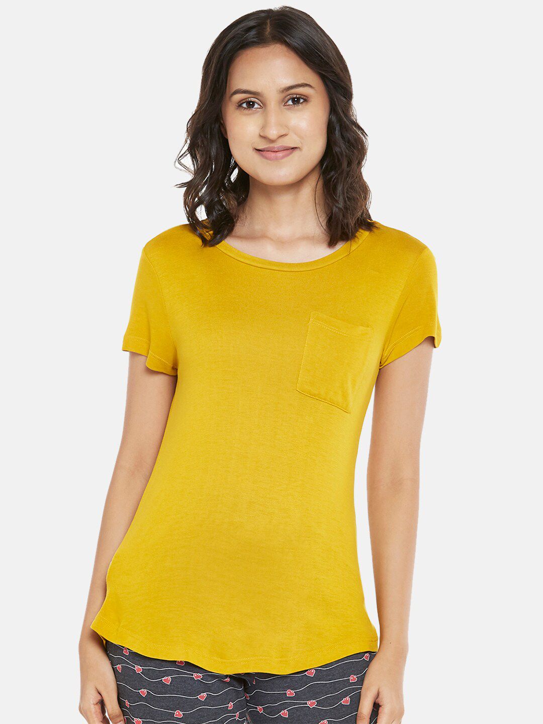 Dreamz by Pantaloons Women Mustard Yellow Lounge T-shirt Price in India