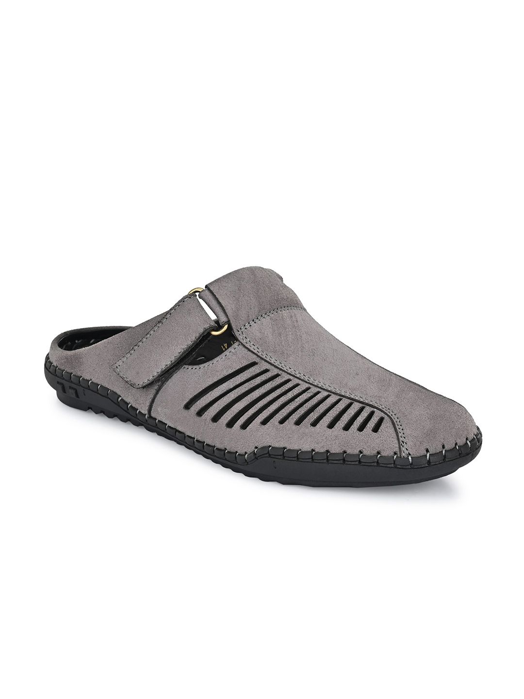 MENGLER Men Grey Suede Comfort Sandals