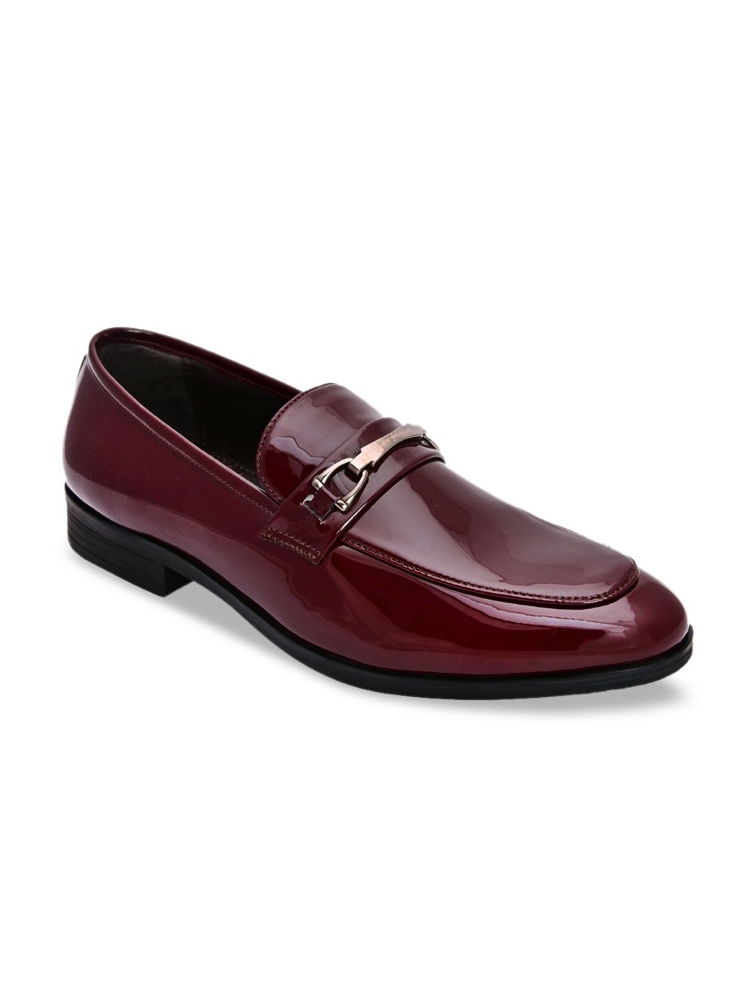 San Frissco Men Maroon Faux Leather Sterling Cherry Horsebit Loafers