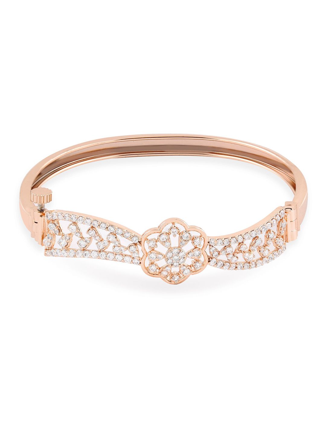 Zaveri Pearls Women Rose Gold Brass Cubic Zirconia Bracelet Price in India