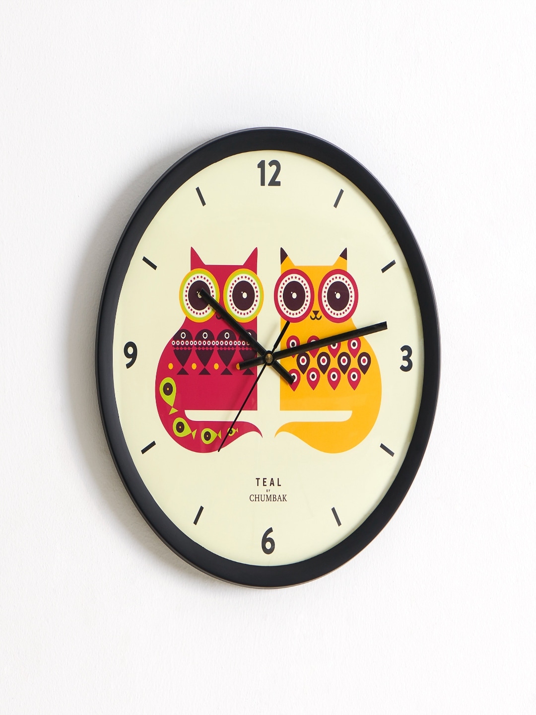 Chumbak Black & Red Printed 30 cm x 38 cm Contemporary Wall Clock Price in India