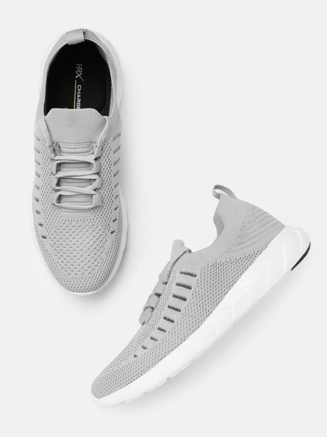 HRX by Hrithik Roshan Women Grey Woven Design Charged Running Shoe Price in India