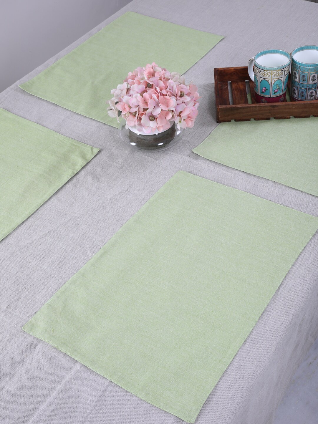 My Gift Booth Green Solid Set of 6 Table Placemats Price in India