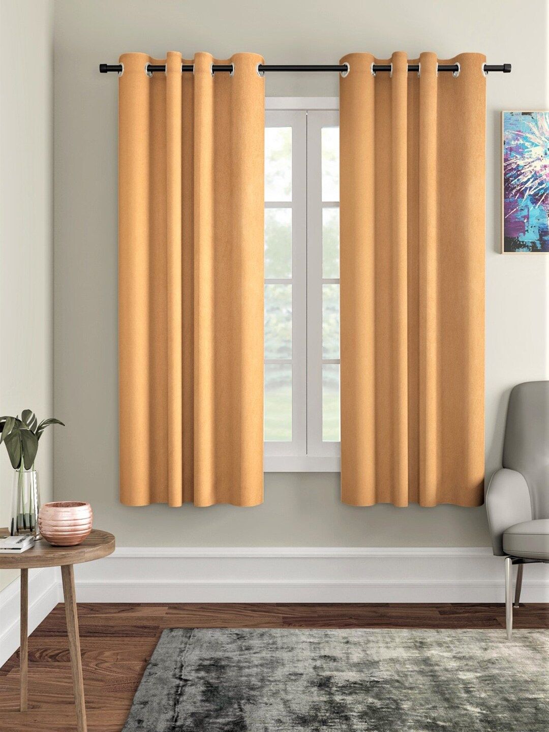 Home Sizzler Beige Set of 2 Window Curtain Price in India