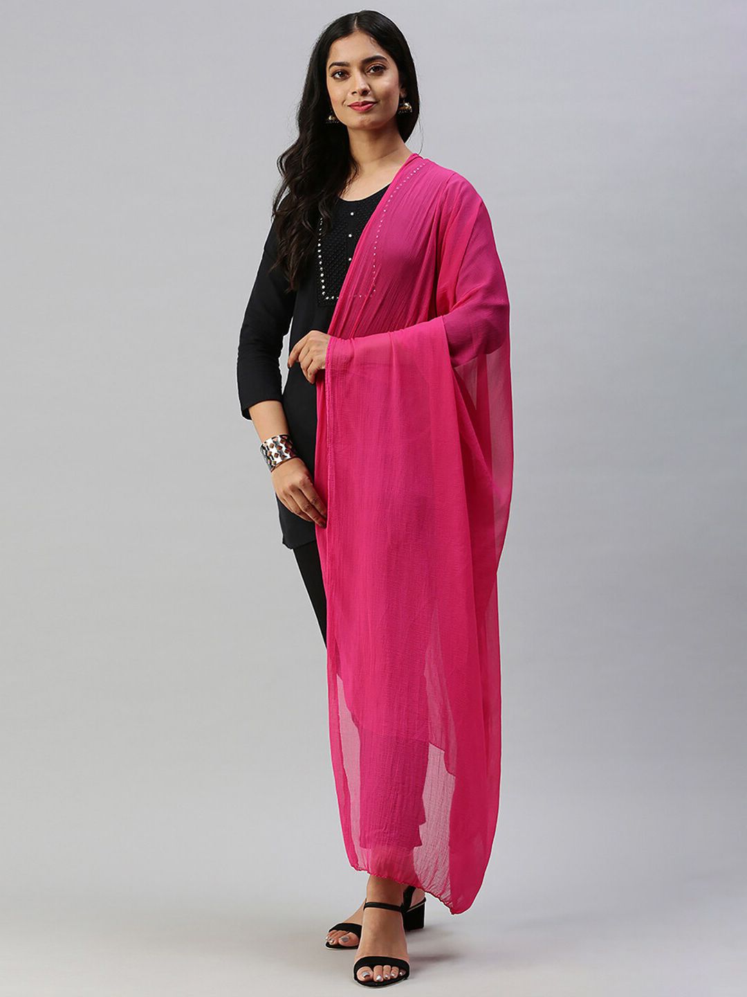 Soch Pink Pure Georgette Dupatta Price in India