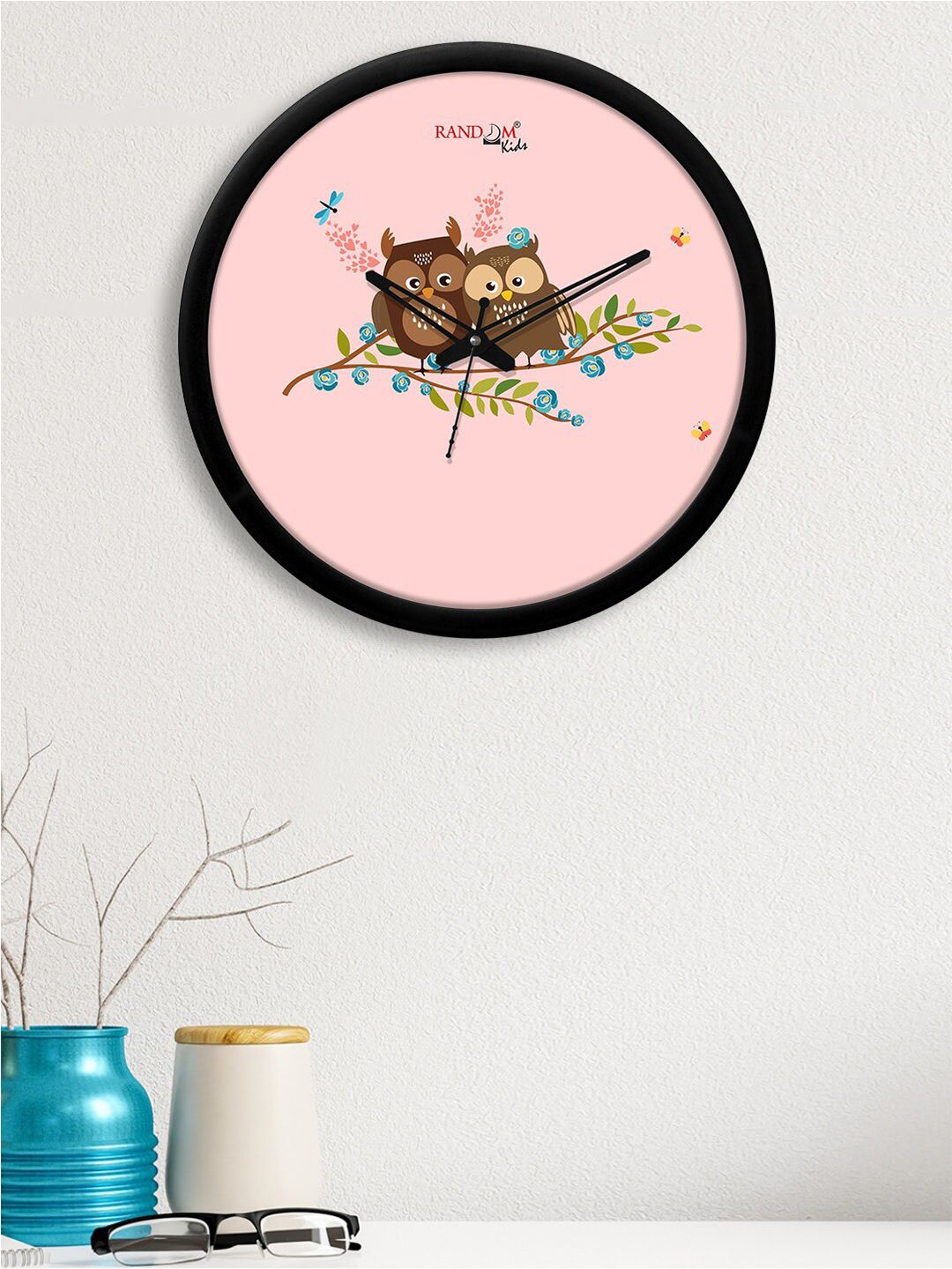 RANDOM Pink & Coffee Brown Printed 30 cm Contemporary Wall Clock Price in India