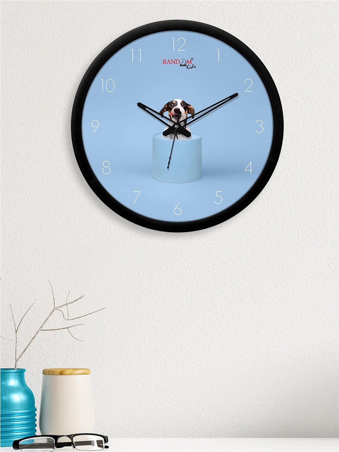 RANDOM Navy Blue & Black Printed Contemporary Wall Clock Price in India