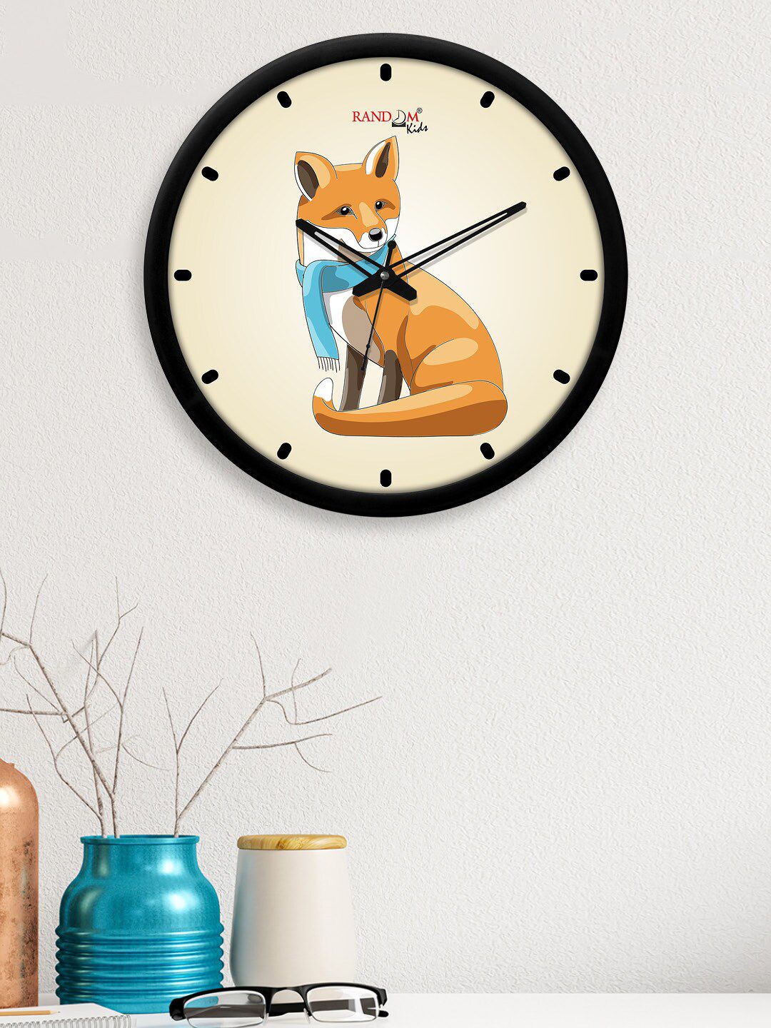 RANDOM Off White & Orange Printed Analogue Contemporary Wall Clock 30 cm Price in India