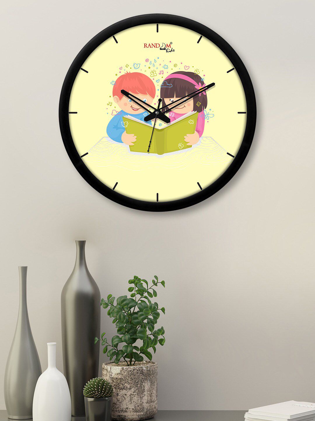 RANDOM Yellow & Black Printed Contemporary 30 cm Analogue Wall Clock Price in India