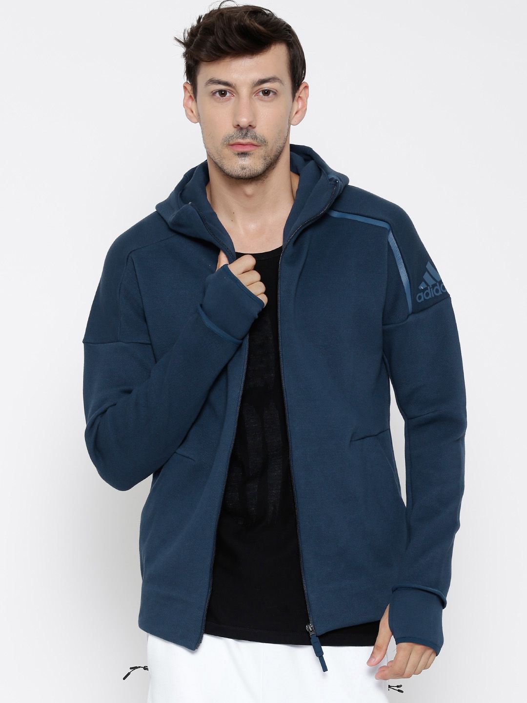 Buy ADIDAS White ZNE Hooded Jacket - Jackets for Men 1501486 | Myntra