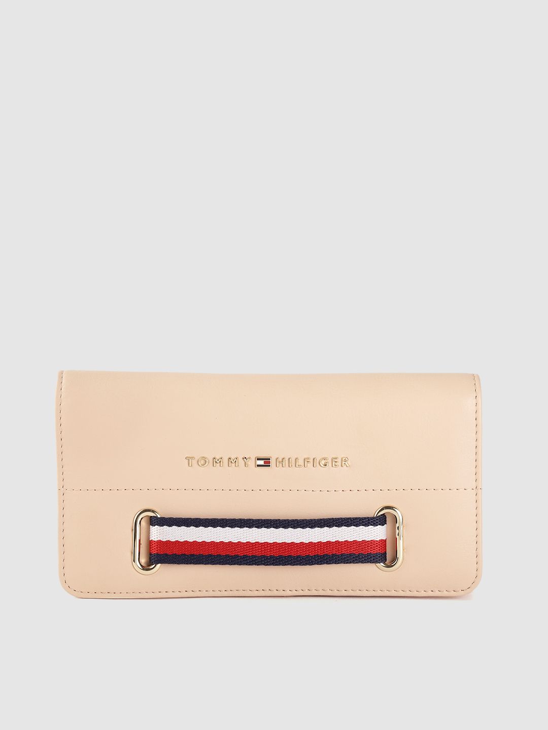 Tommy Hilfiger Women Peach-Coloured Leather Two Fold Wallet Price in India