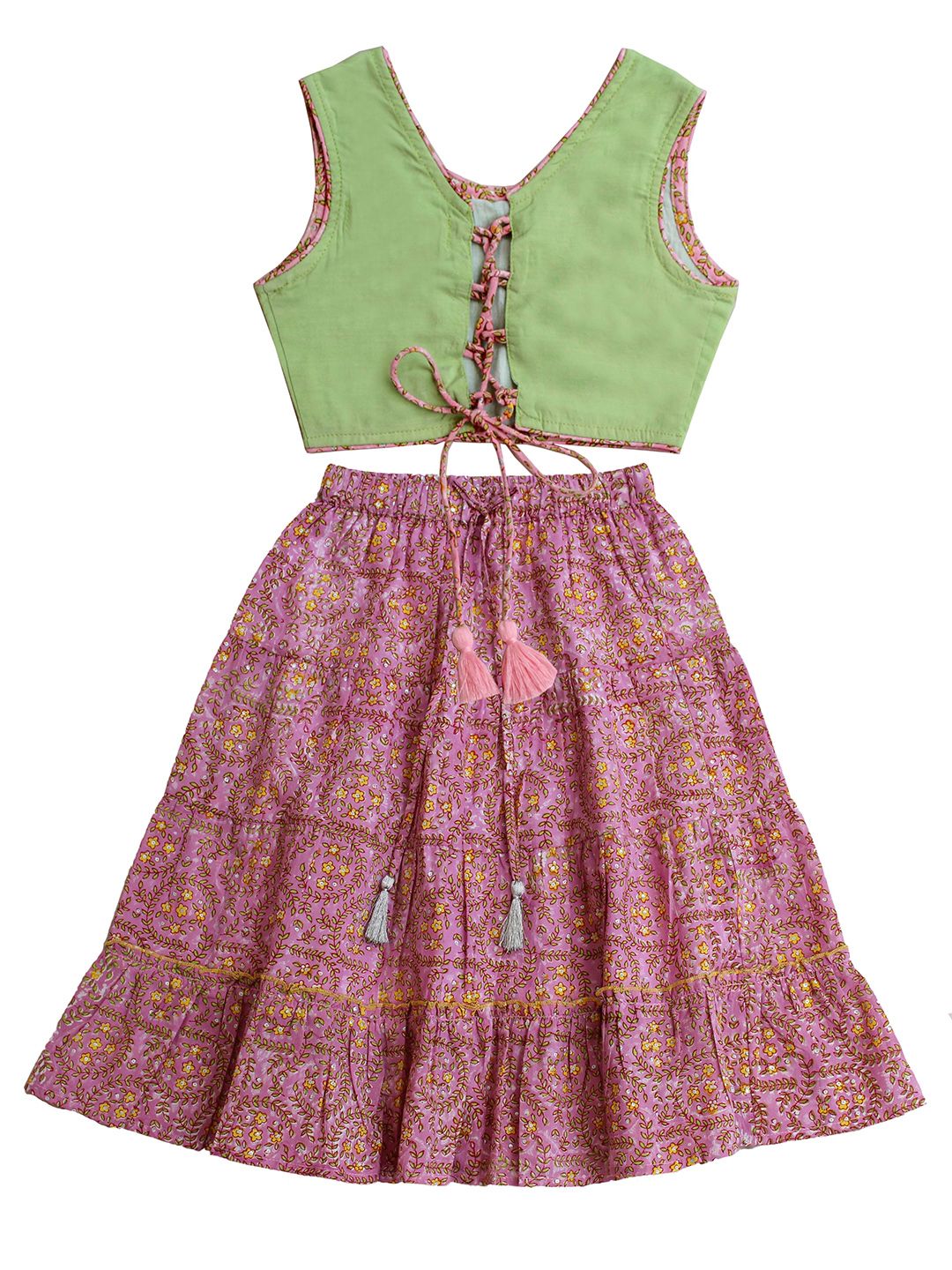 My Little Lambs Girls Sea Green Ready to Wear Lehenga Choli