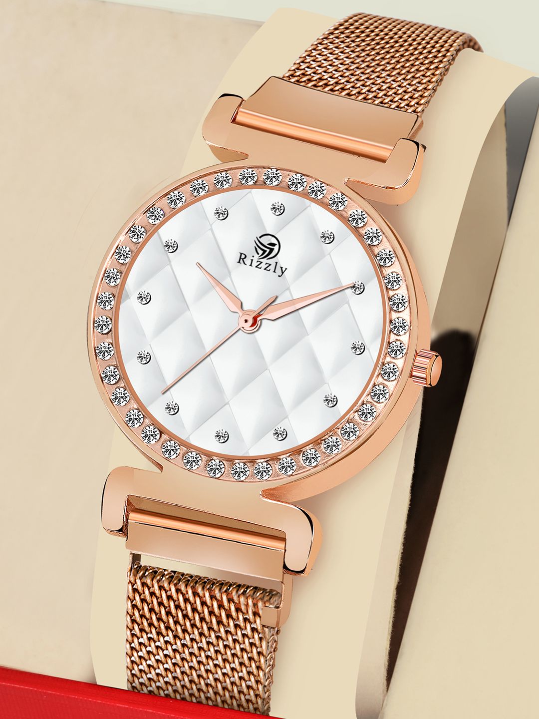 Rizzly Women White Brass Embellished Dial Analogue Watch RZ-139 Price in India