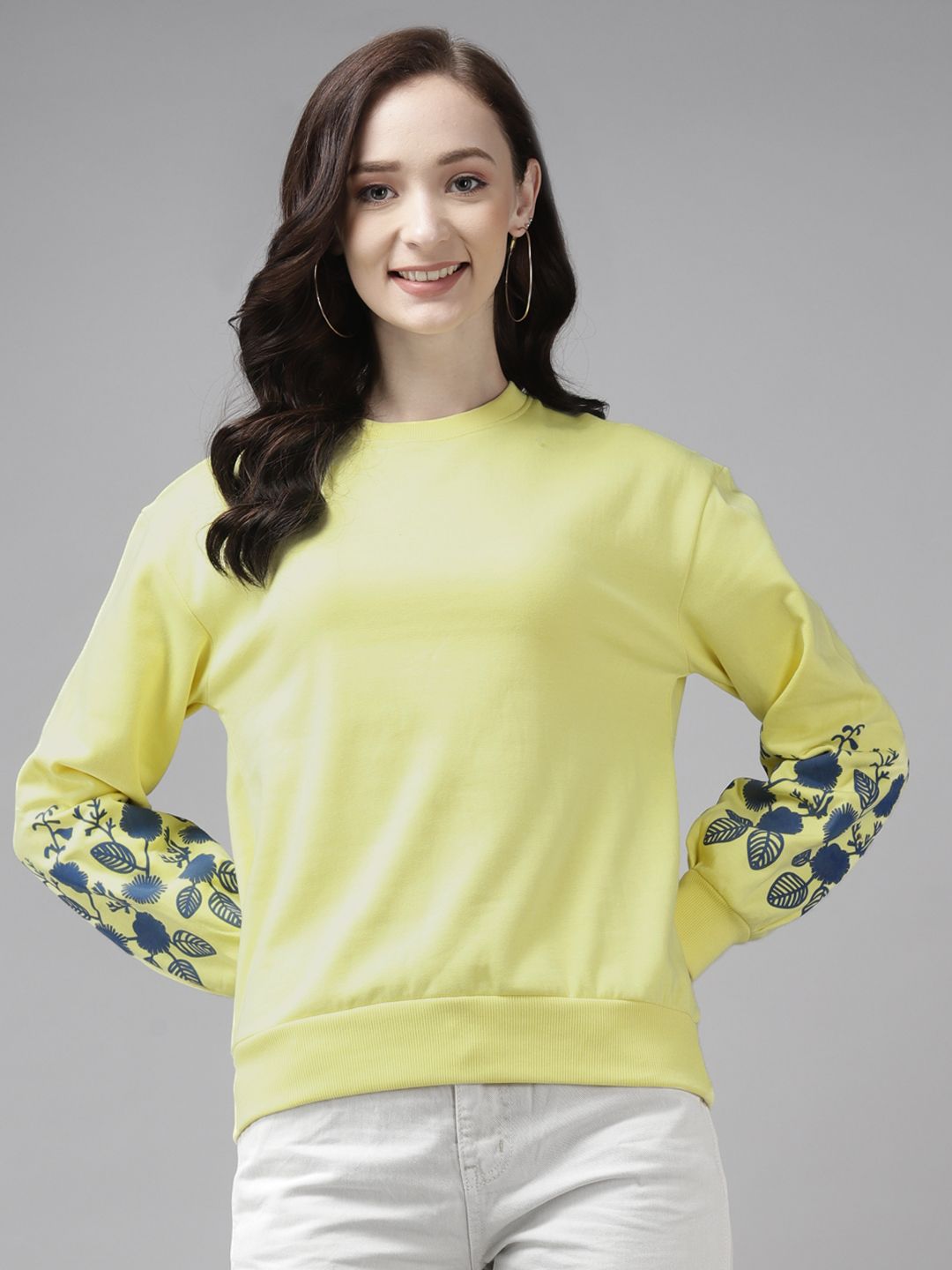 Cayman Women Yellow Solid Sweatshirt Price in India