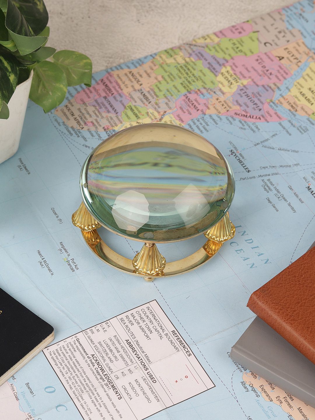 EXIM DECOR Gold-Toned Brass Paper Weight Magnifying Glass Price in India