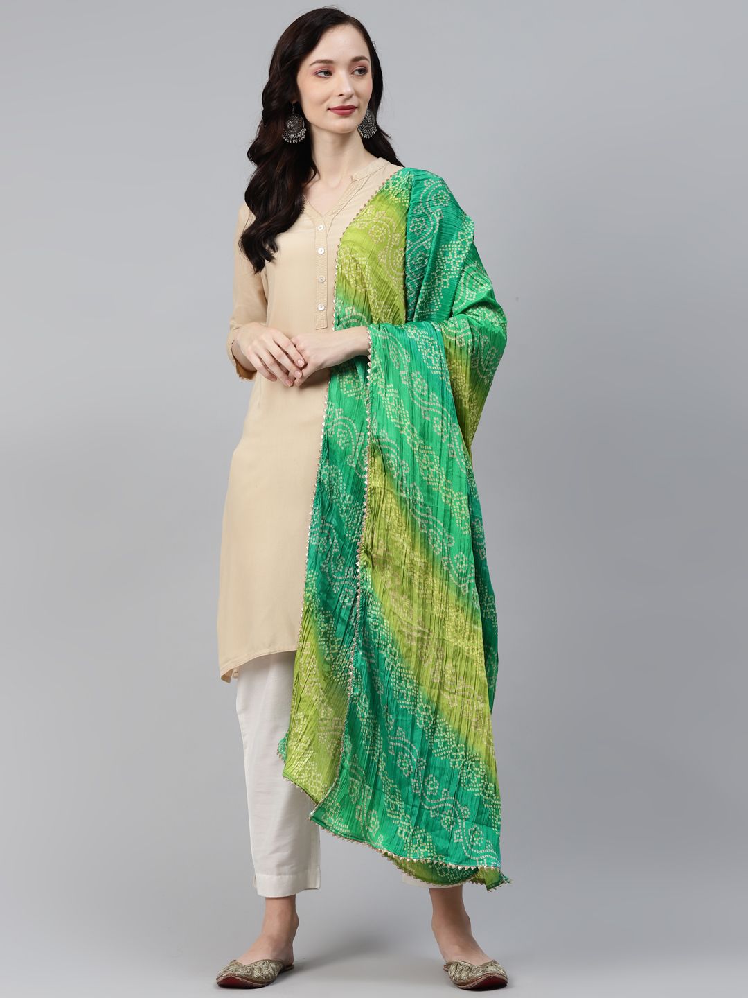 Rang Gali Green Multi Bhandej Dupatta Price in India