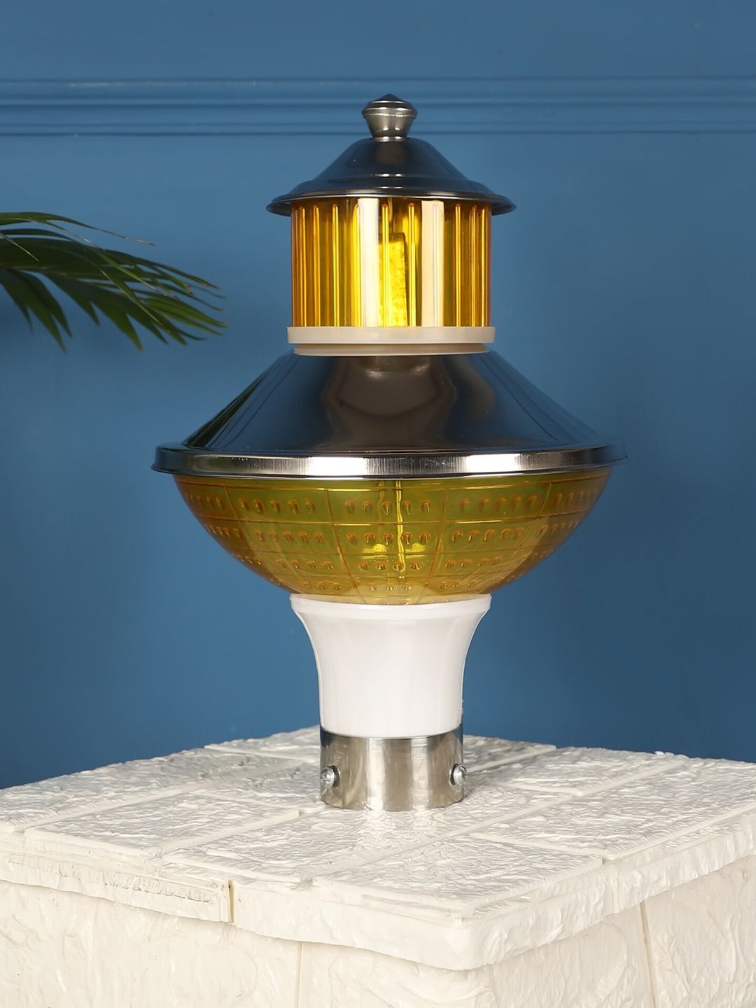 MFD HOME FURNISHING Yellow & White Fabric Contemporary Outdoor Light Price in India