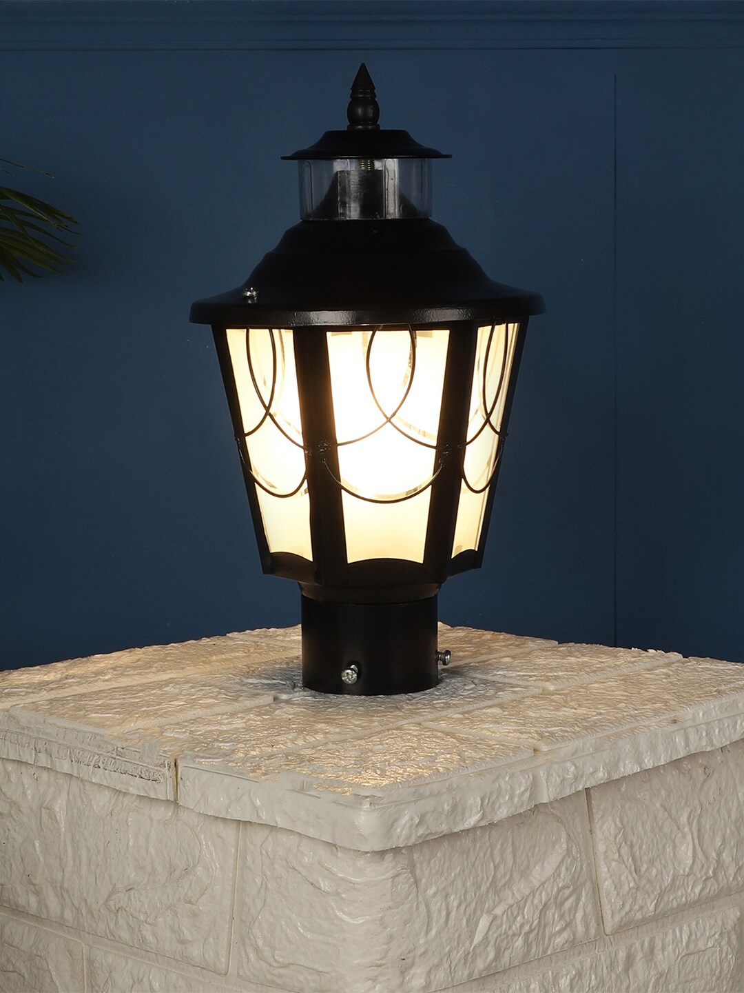 MFD HOME FURNISHING Black & White Iron Contemporary Outdoor Lamp Price in India