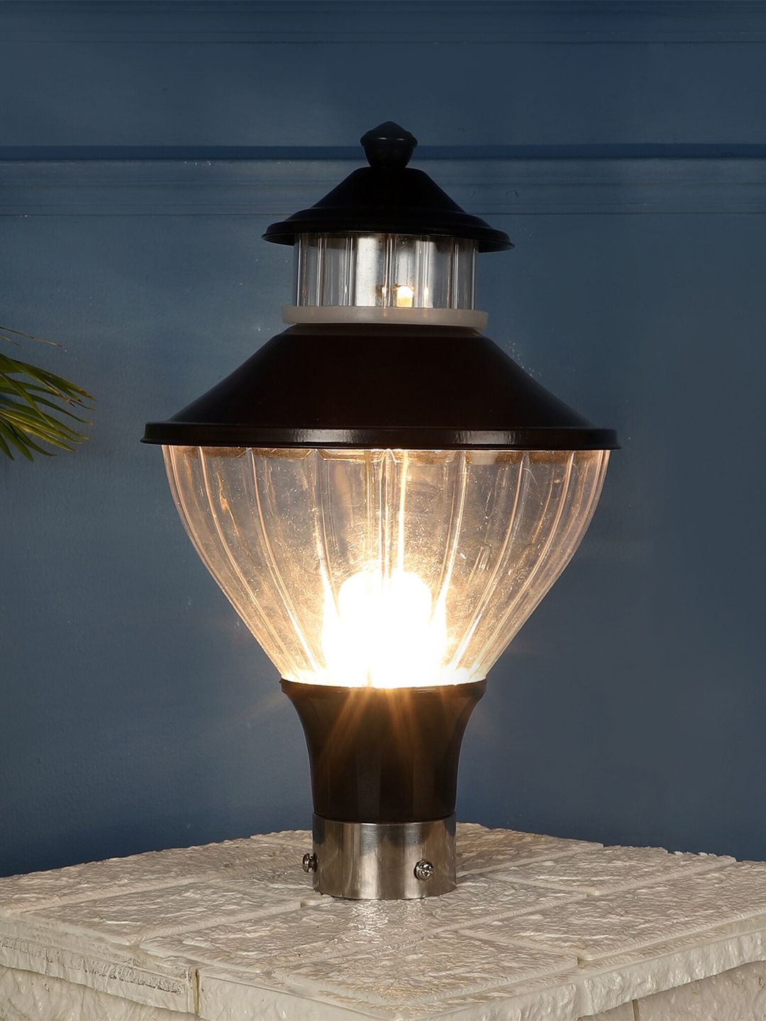 MFD HOME FURNISHING Black & Transparent Fabric Contemporary Outdoor Lamp Price in India