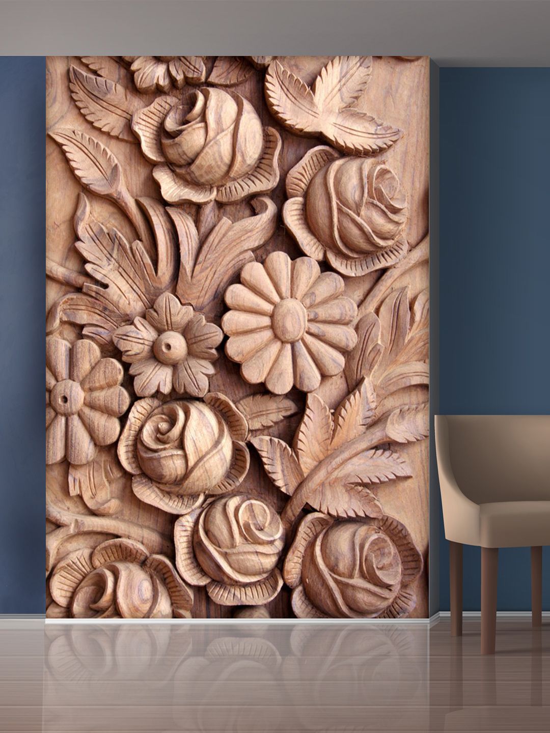 999Store Brown Roses and Flowers Mural Self-Adhesive Wallpaper Price in India