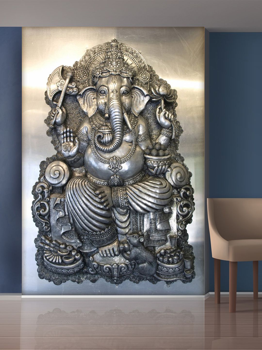 999Store Grey Lord Ganesha Mural Self-Adhesive Wallpaper Price in India