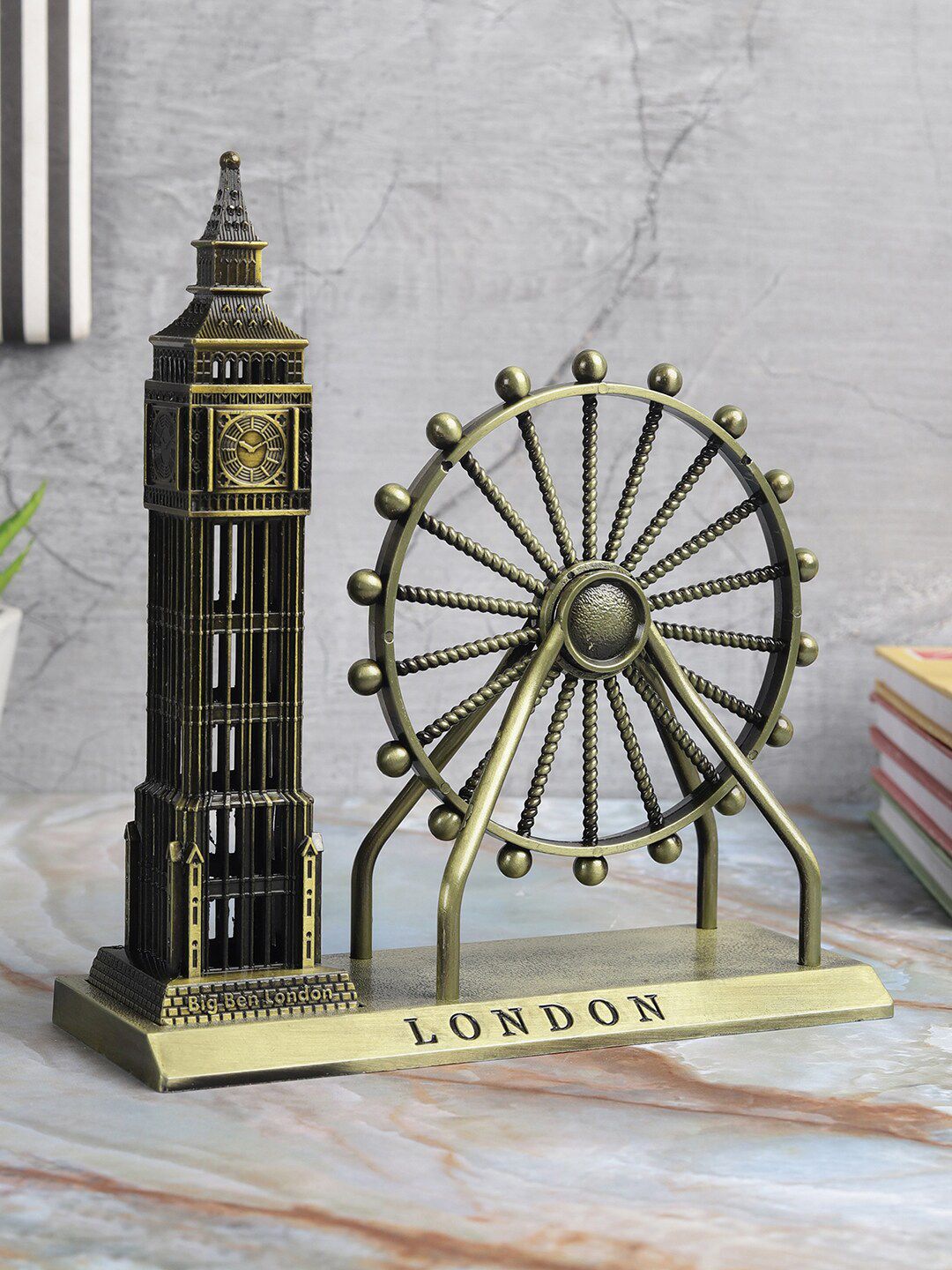 EXIM DECOR Metallic-Coloured London Eye & Big Ben with Metal Base Showpiece Price in India