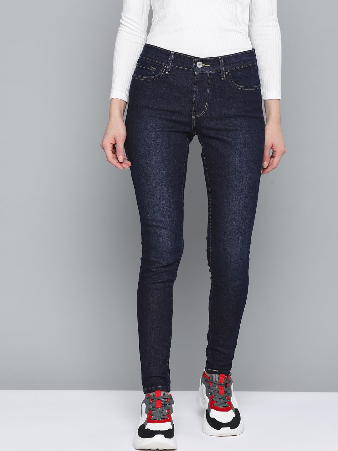 Levis Women Navy Blue Super Skinny Fit Stretchable Jeans 710 Price in India