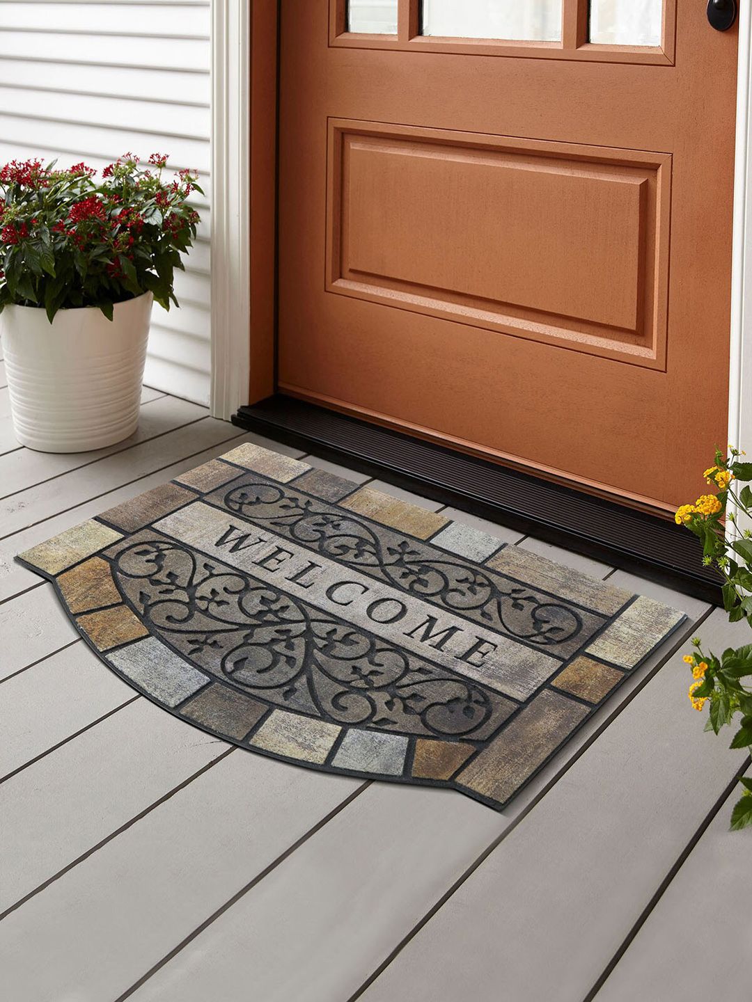 Obsessions Multicoloured Welcome Printed Verona Anti-Skid Outdoor Mat Price in India
