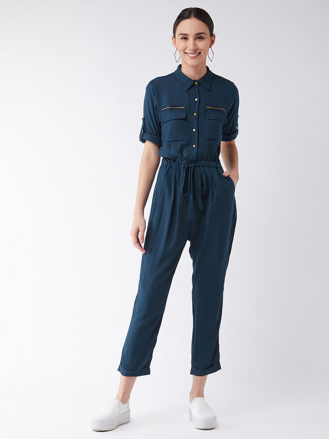 Miss Chase Teal Basic Jumpsuit Price in India