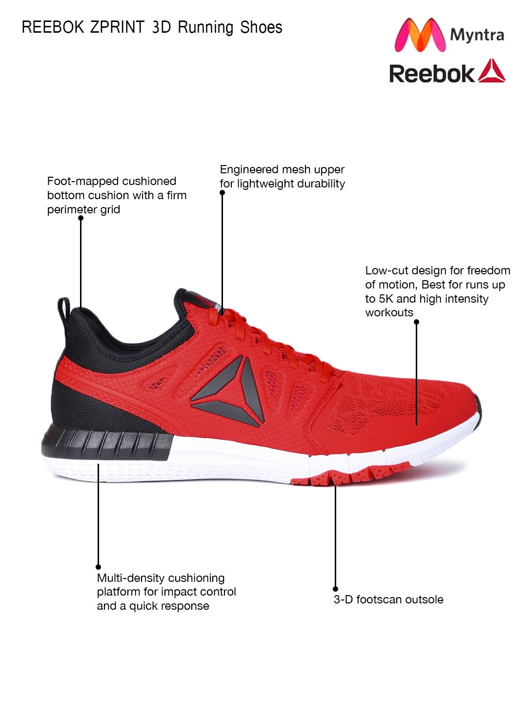 Buy Reebok Men Red ZPRINT 3D Running Shoes - Sports Shoes for Men