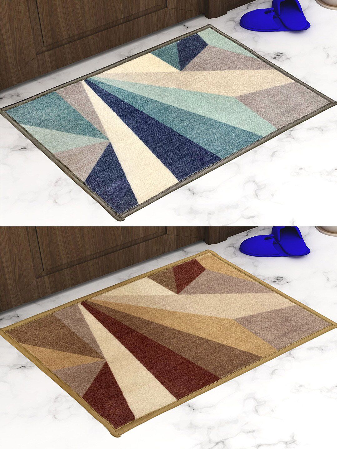 Athom Trendz Multicolor Set of 2 Floral Printed Anti Slip Doormat 57x37cm