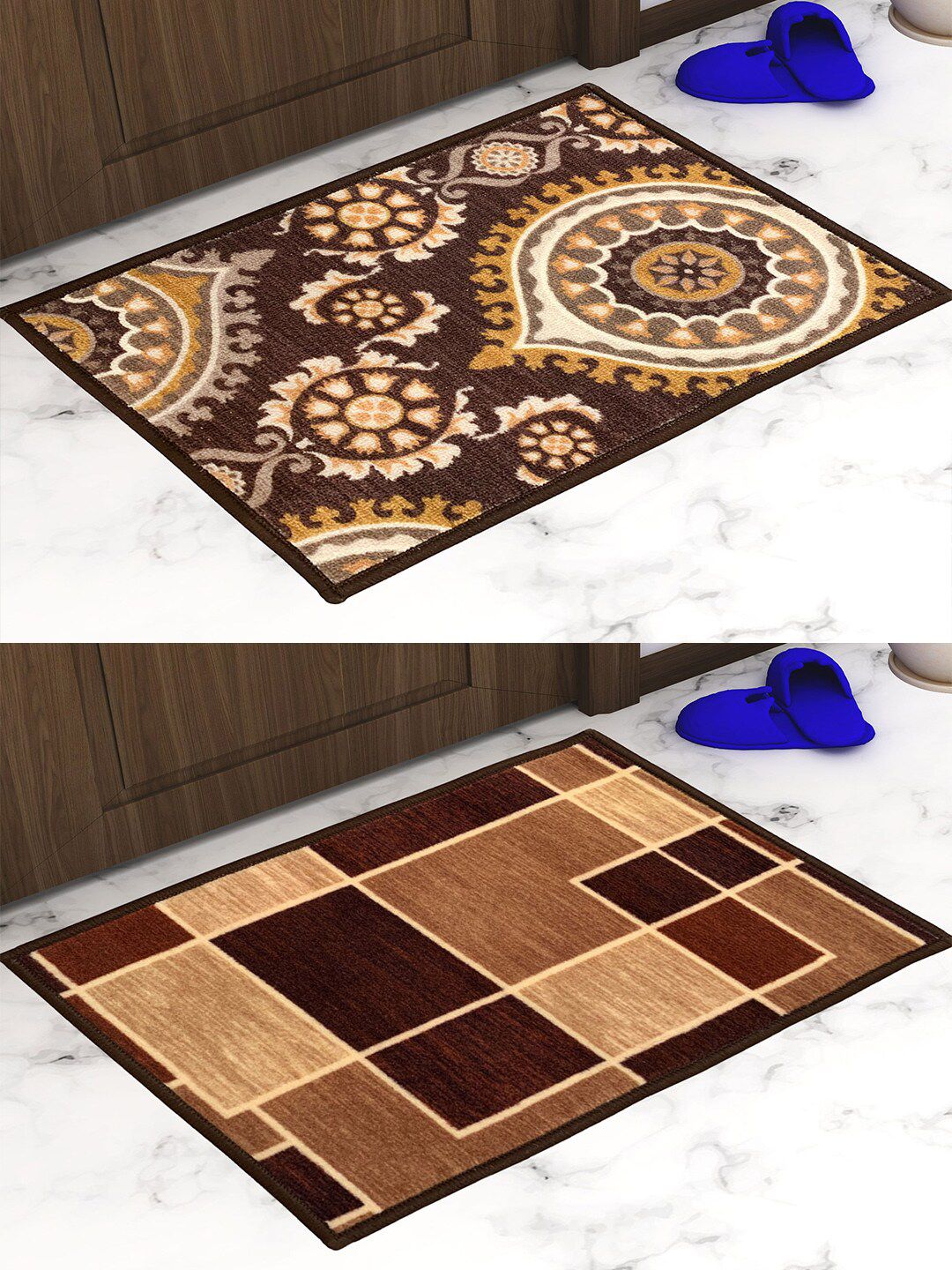 Athom Trendz Pack Of 2 Printed Trendz Premium Anti-Skid Doormats Price in India