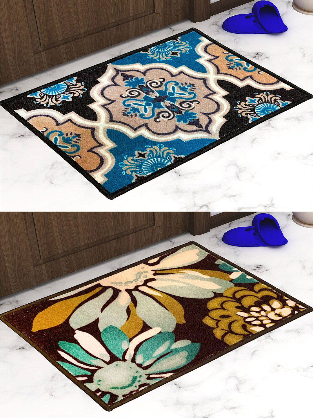 Athom Trendz Pack Of 2 Printed Trendz Premium Anti-Skid Doormats Price in India