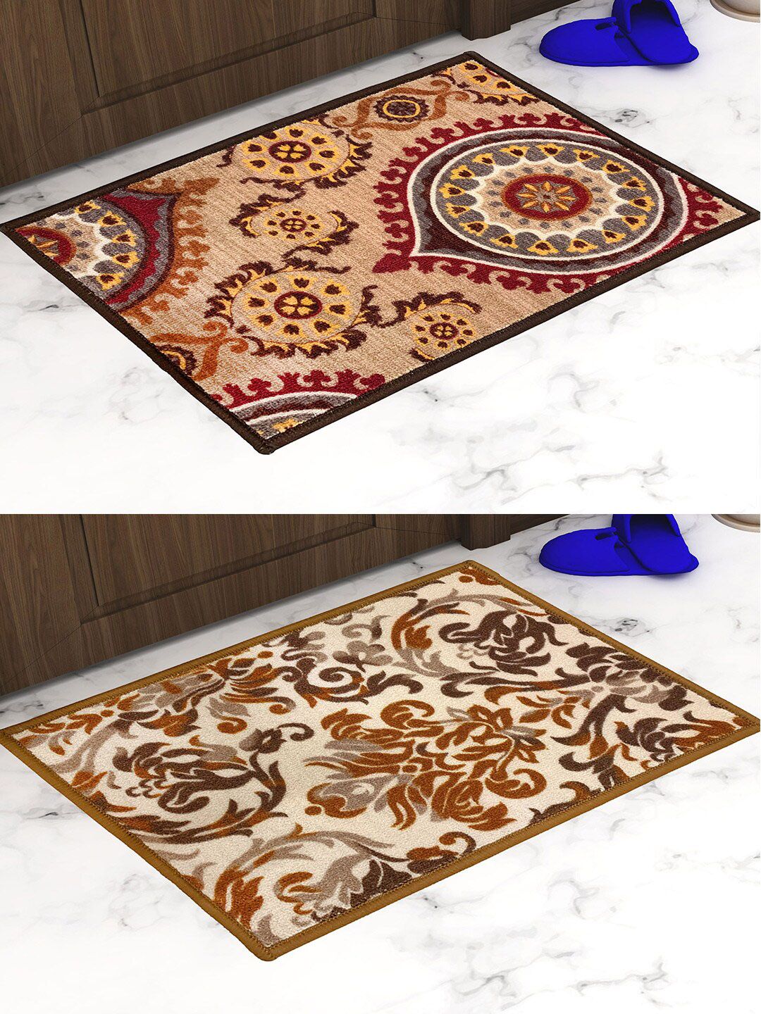 Athom Trendz Set Of 2 Printed Premium Anti Slip Doormat Price in India
