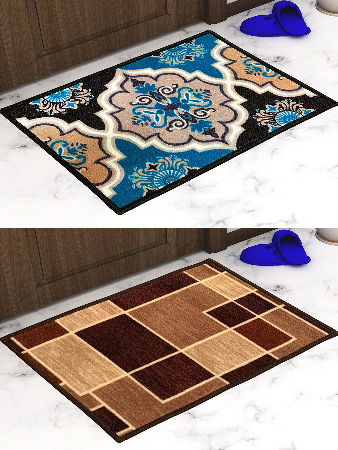 Athom Trendz Set of 2 Printed Premium Anti Slip Doormats Price in India