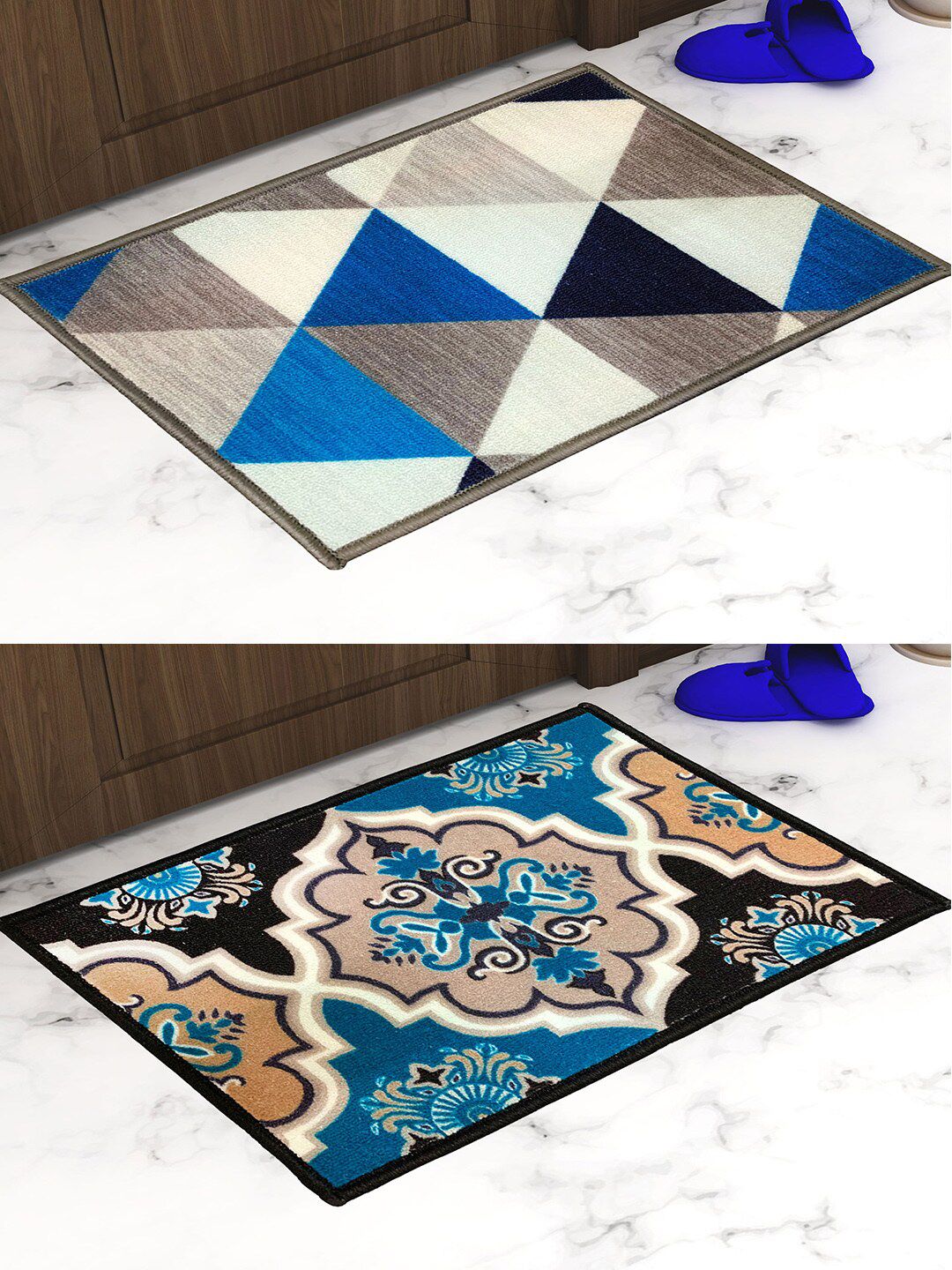 Athom Trendz Pack of 2 Premium Anti-Skid Printed Doormat Price in India