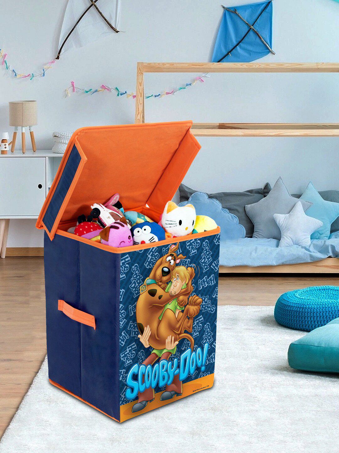 prettykrafts Unisex Blue & Orange Scooby-Doo Printed Storage Box Price in India