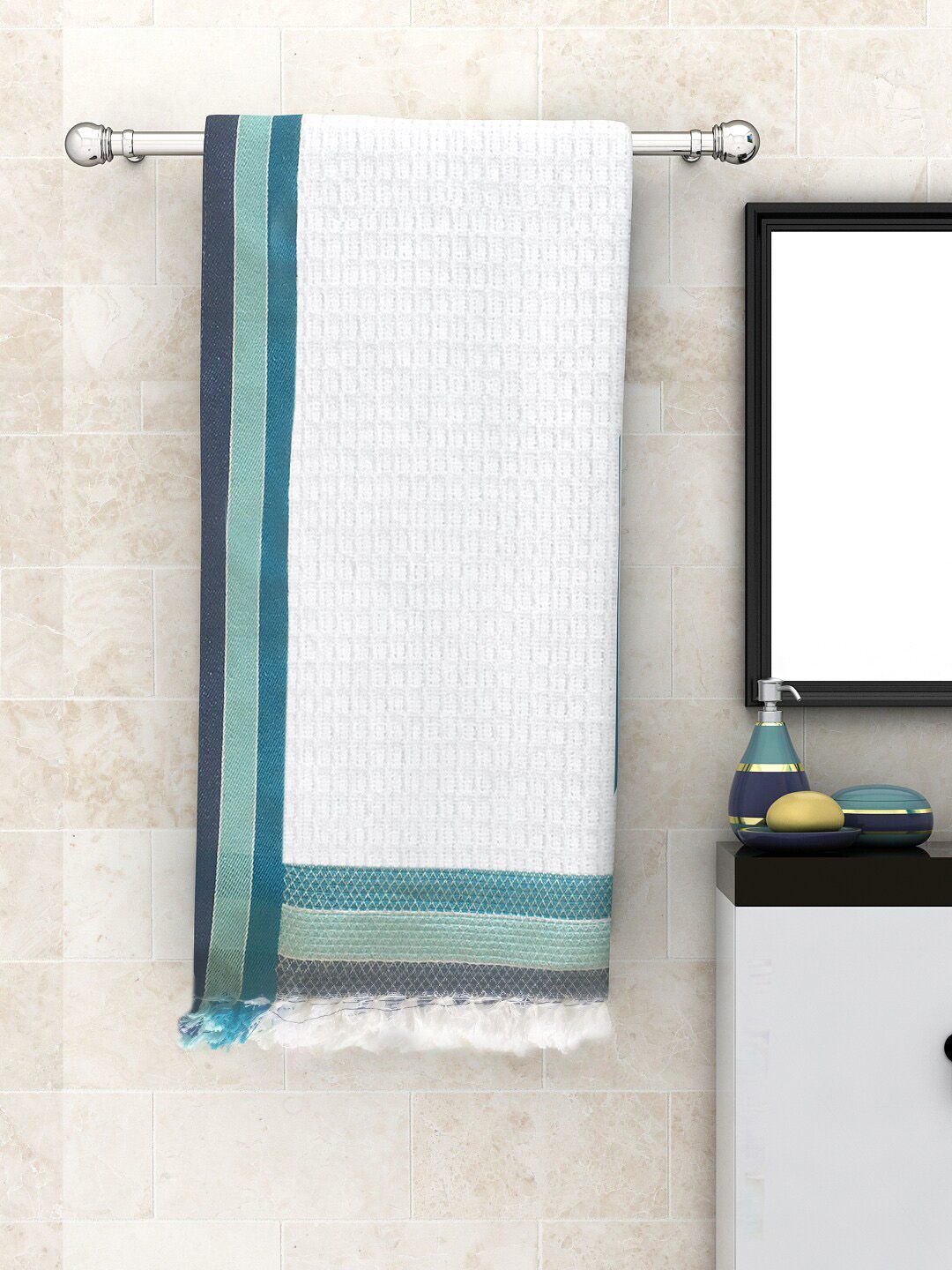 Athom Trendz White Set Of 2 100% Premium Cotton & High Absorbant Bath Towel Price in India