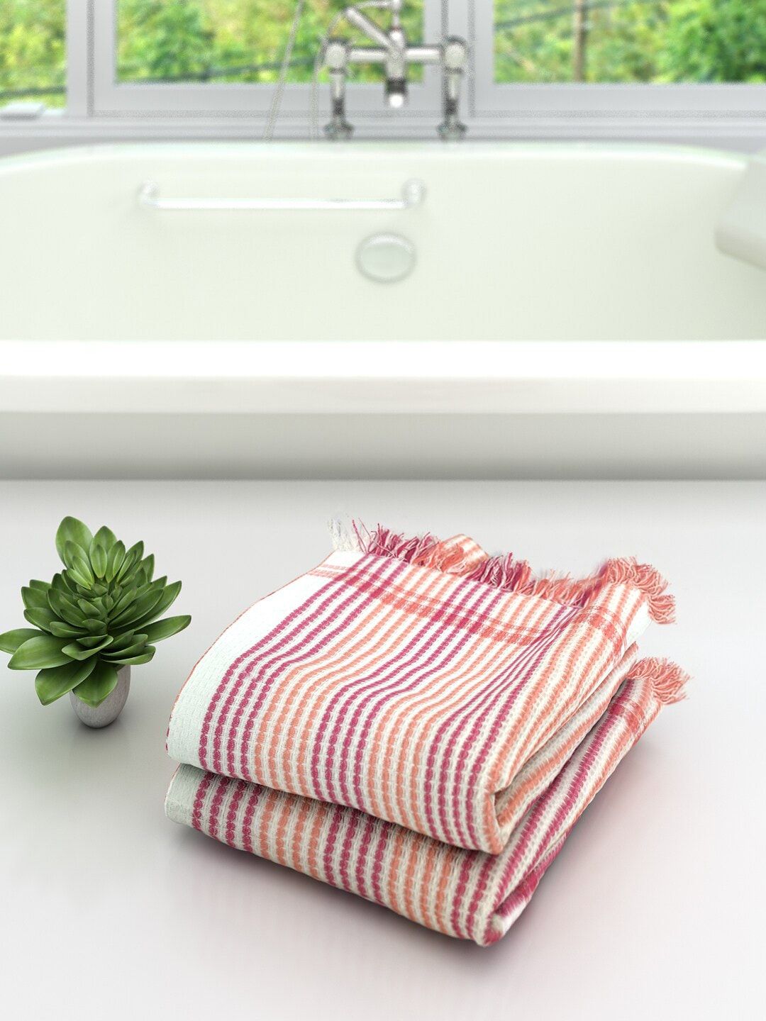 Athom Trendz Multi Set of 2 Cotton Bath Towels Price in India
