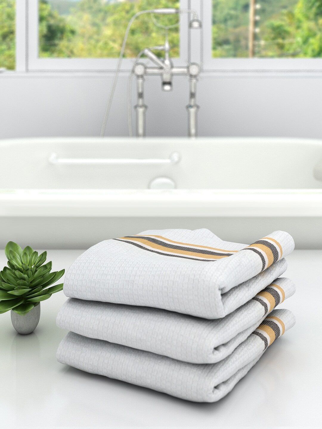 Athom Trendz Pack of 3 Cotton Lightweight Quick-Dry & High Absorbant Bath Towel Price in India