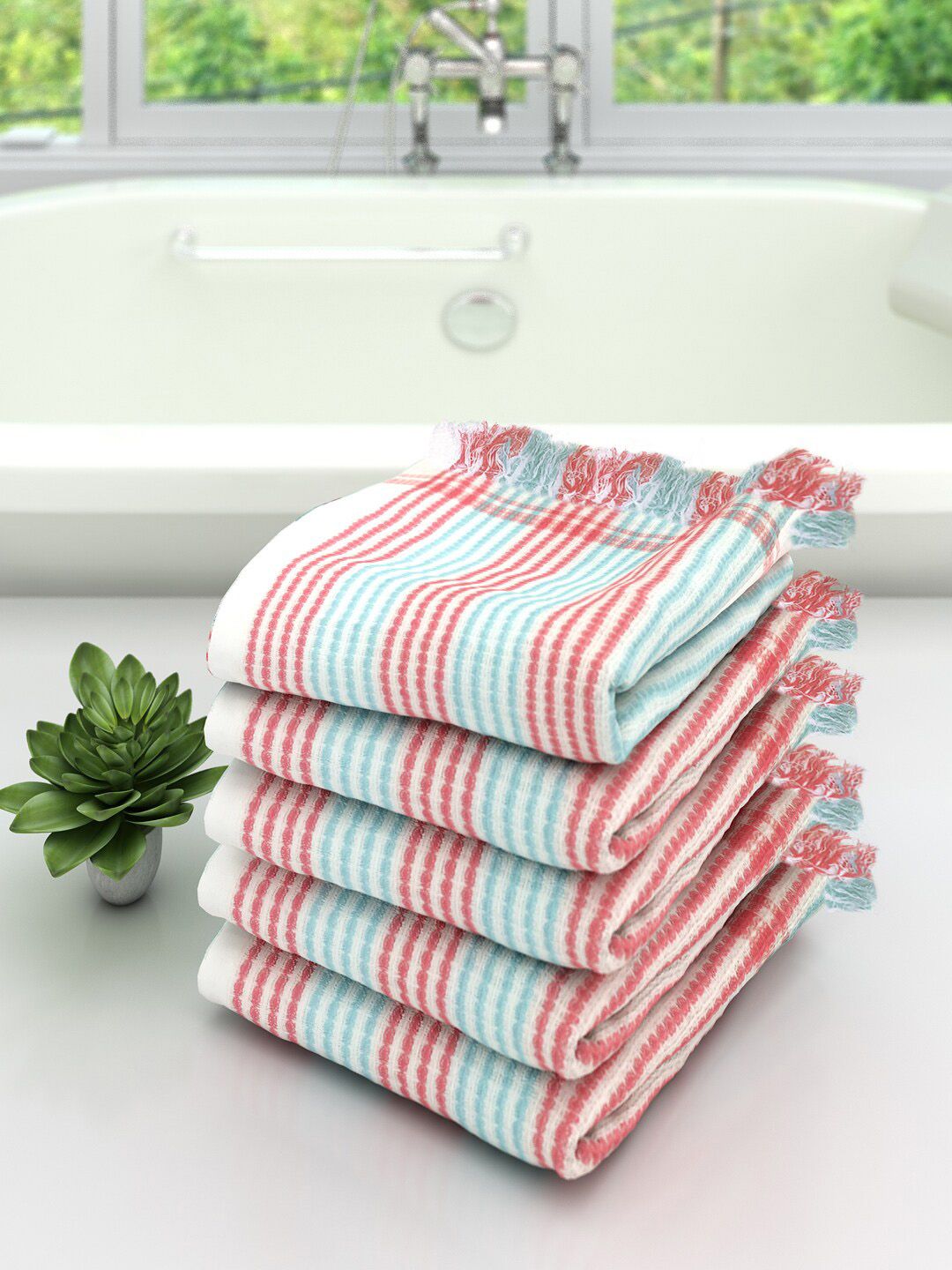 Athom Trendz Set Of 5 White High Absorbant Bath Towel Price in India