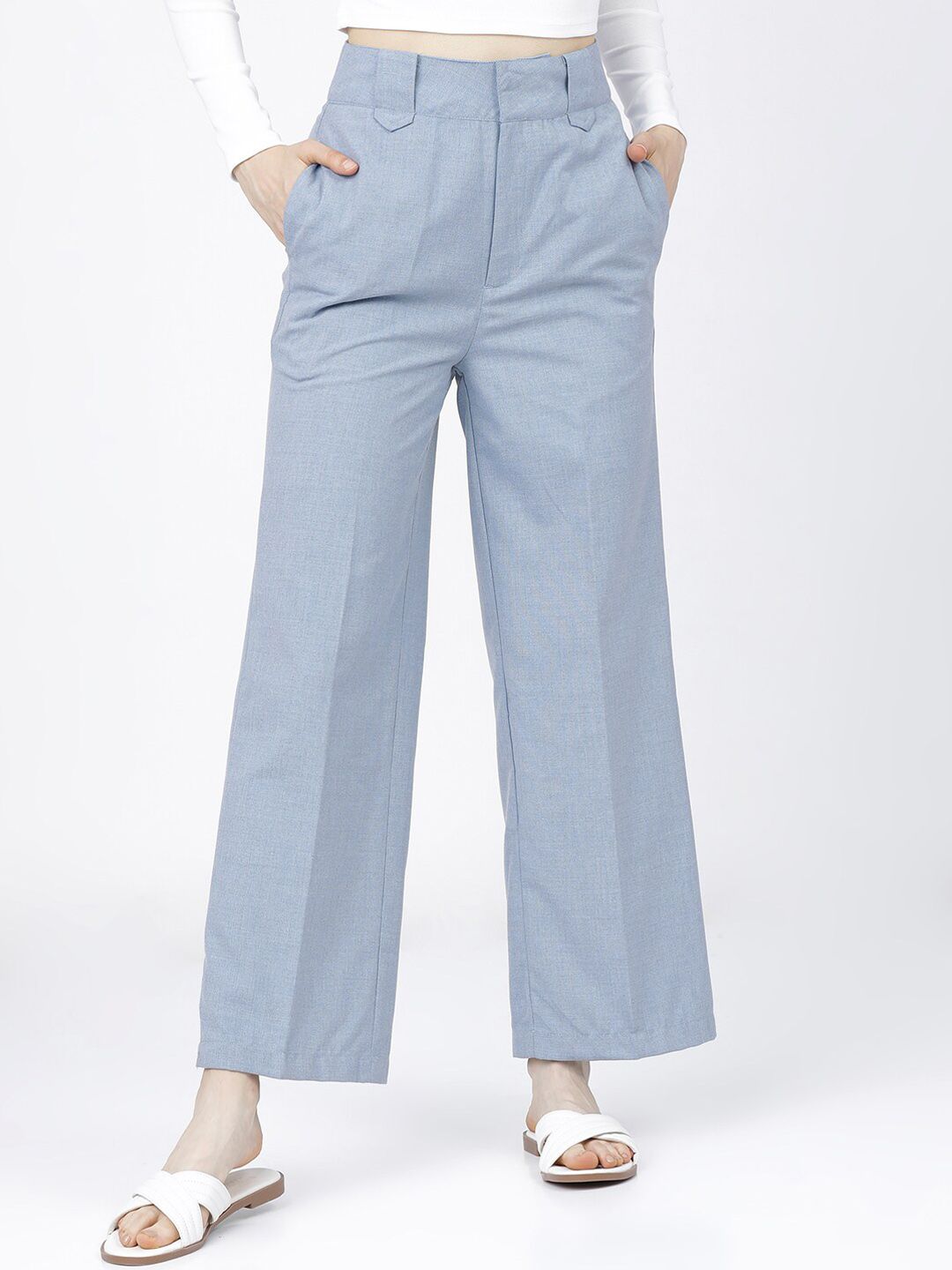 Tokyo Talkies Women Blue Flared Trousers Price in India