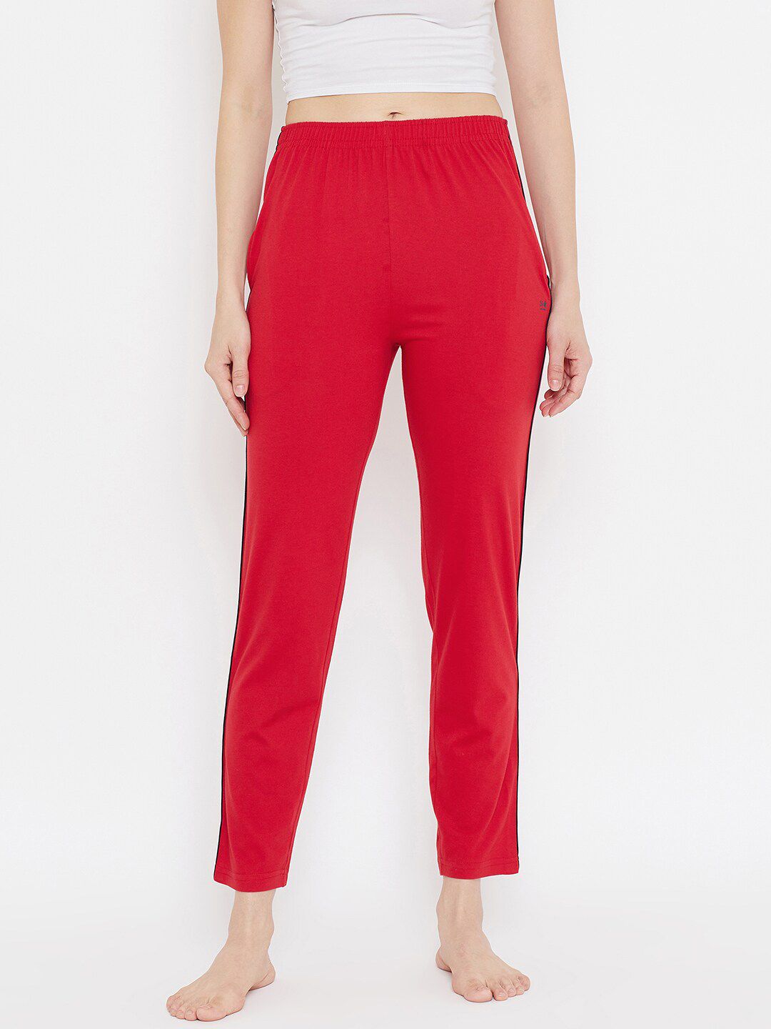Okane Women Red Solid Lounge Pants Price in India