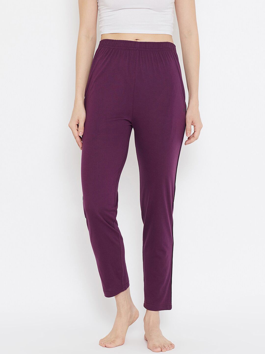 Okane Women Purple Solid Lounge Pants Price in India