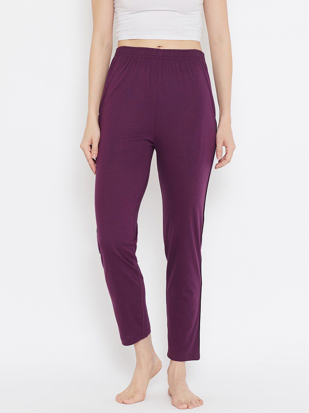 Okane Women Purple Solid Lounge Pants Price in India