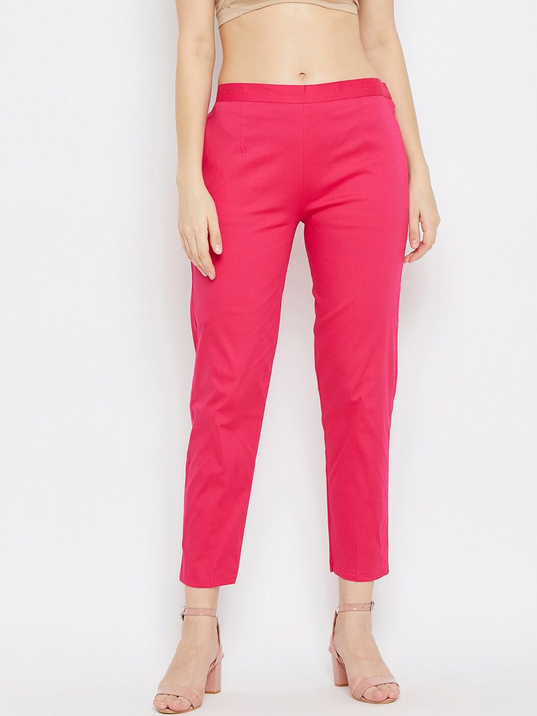 Clora Creation Women Pink Solid Regular Fit Trousers Price in India